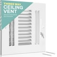 thumbnail image 2 of Ceiling Register - Air Vent Covers for Home Ceiling or Wall - 12X4 Inch (Duct Opening) 3-Way White Grille Register Cover with Adjustable Damper for HVAC Heat and Cold Air Conditioner, 2 of 9