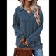 thumbnail image 3 of Sudadera con Cuello en V y Larga para Mujer, Estilo Informal, Holgado, de Punto, Estilo Túnica, para Otoño Azul Marino M, 3 of 7