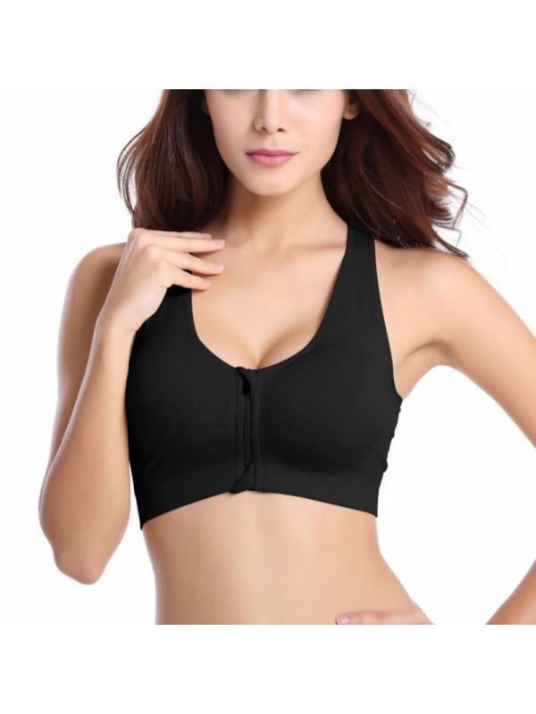 Details about   Women Front Zip Sports Bra Push Up Padded Vest Top Workout Yoga Jogging Crop Top 
