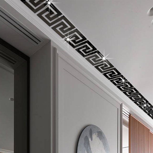 10 pegatinas de pared de espejo de 4,5 cm, pegatinas de pared con borde de cintura, ligeras, resistentes a altas temperaturas, pegatinas de línea de cintura, decoración de espejo acrílico