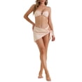 thumbnail image 2 of INSPIRAR CHIC Conjunto de Bikini de Anillo O para Mujeres de 3 Piezas con Parte Inferior Triangular y Cubierta de Parte Inferior Trajes de Baño Pequeños Rosa, 2 of 5