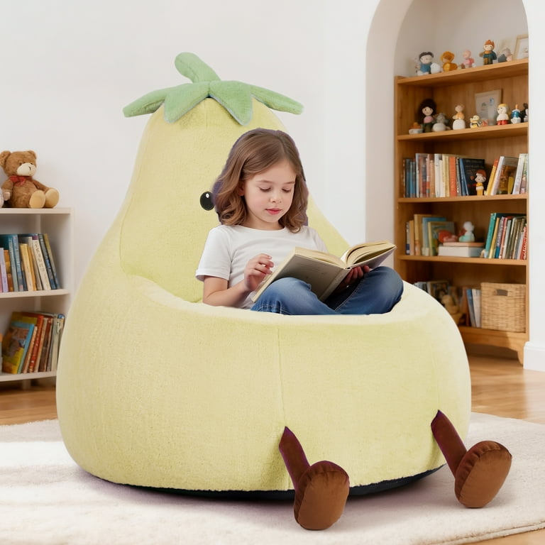 edx Bean Bag Chair for Kids, Soft Faux Rabbit Fur Fabric