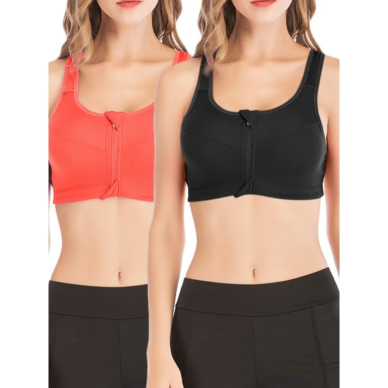 YouLoveIt Zip Front Closure Sports Bra for Women Racerback Yoga