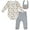 Grey Bear, variant on Millie & Myles Infant Pants Set - Baby Clothes for Boys and Girls with Bib and Long Sleeve Bodysuit