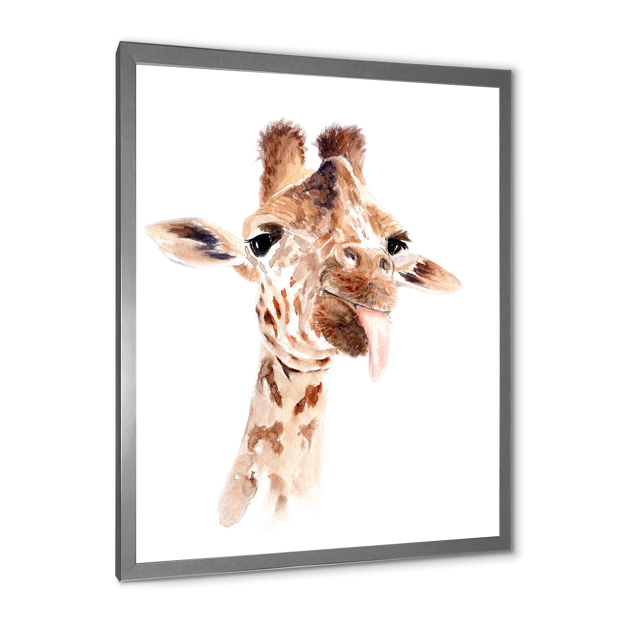 Designart 'Close Up Portrait of A Giraffe X' Farmhouse Framed Art Print