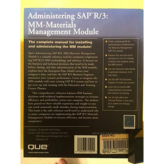 Pre-Owned Administering SAP/R3: The MM-Materials Management Module (Hardcover) 0789715023 9780789715029
