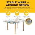 thumbnail image 4 of Beach Coastal Table Cloths for 4 Foot Rectangle Tables, Summer Nautical Coral Shell Botanical Vintage Patio Waterproof Elastic Fitted Tablecloths, Washable Rectangular Table Cover for Camping, 4 of 8