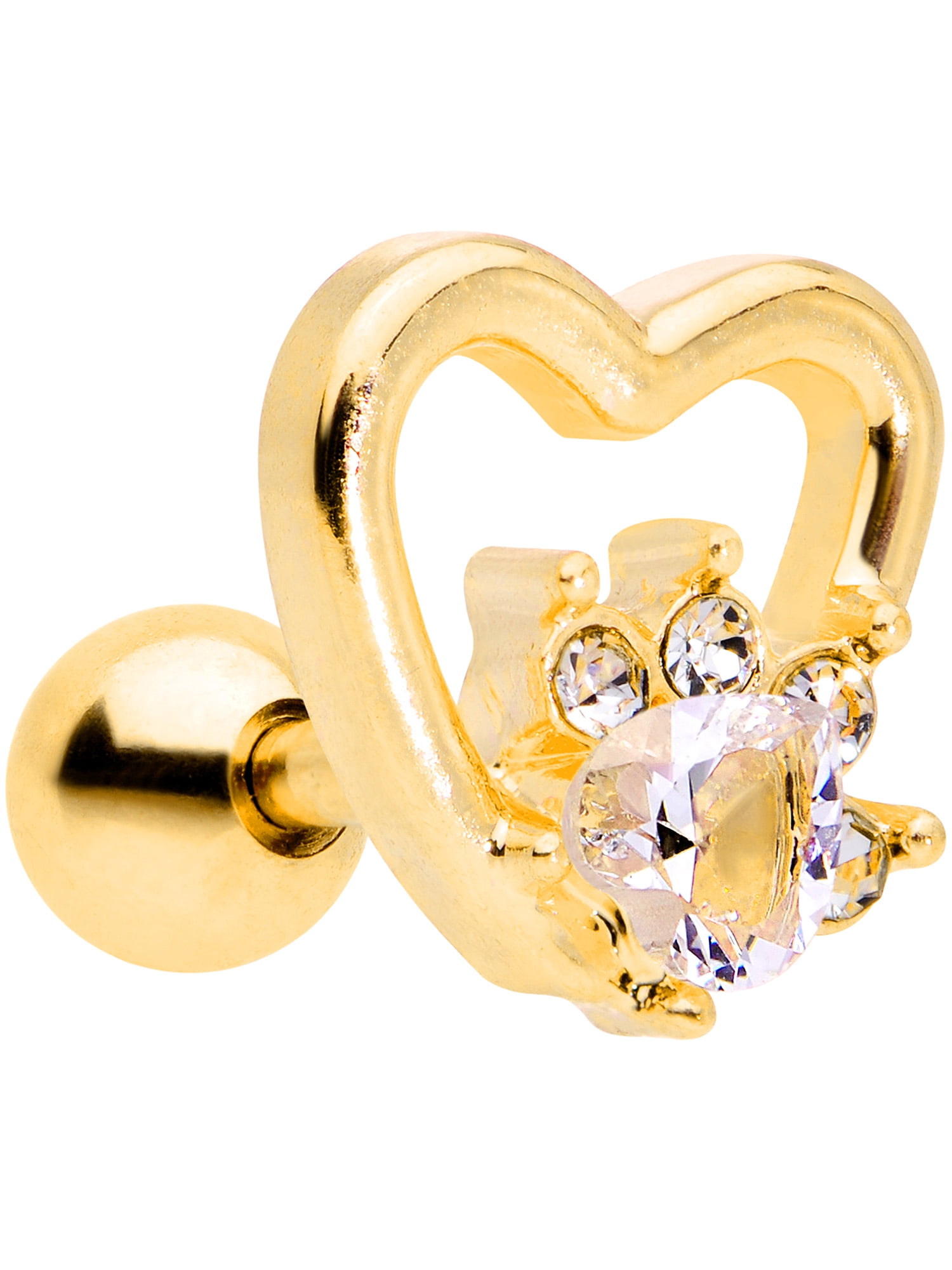 Body Candy Body Candy 16G Womens Plated Steel Clear Accent Love Heart