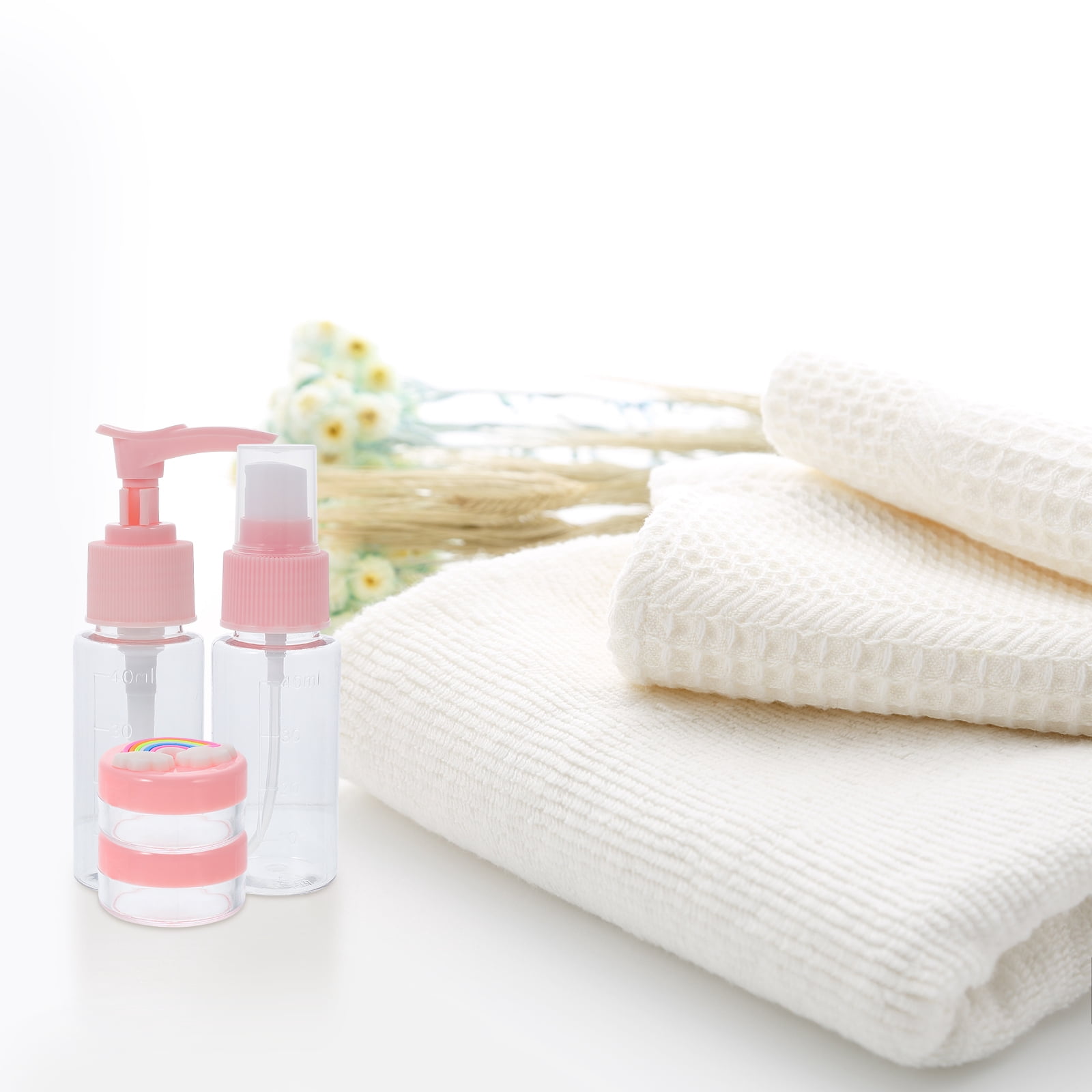 ROMANSENTIAL Durable Travel Bottle Kit Pink PP Material for Gym and Hotel Use