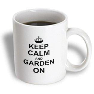 

3dRose Keep Calm and Garden on - carry on gardening - gardener gifts - black fun funny humor humorous Ceramic Mug 11-ounce