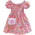 thumbnail image 1 of LAICAIW Robe d'Été à Volants Manches Bouffantes Mode Fille Mignonne Imprimé Floral Robe Princesse avec Sac à Bandoulière 16 (RD3, 5-6 Ans), 1 of 7