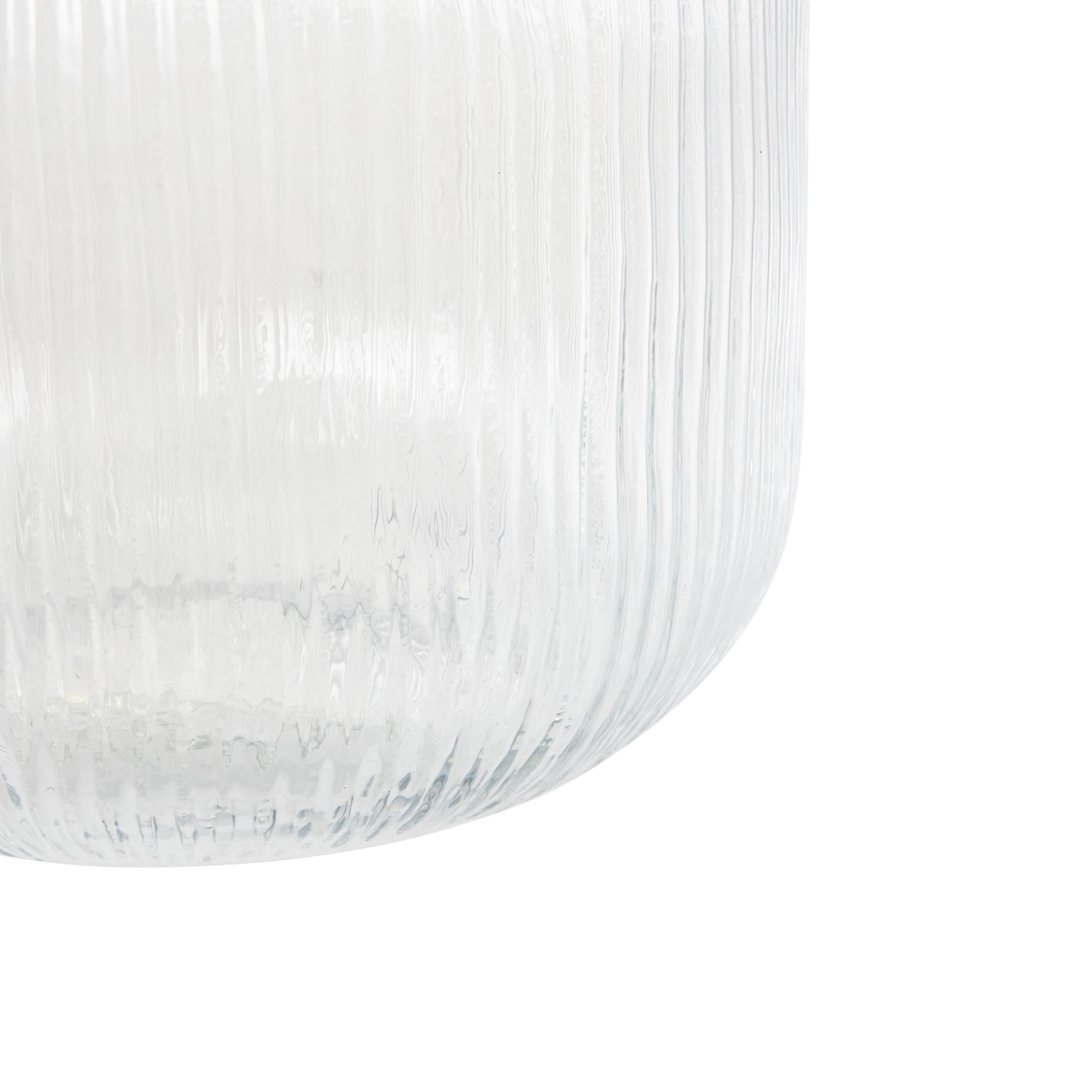 DecMode 11" Short Round Ribbed Fluted Glass Vase