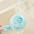 thumbnail image 3 of Pet Bath Brush, 2025 New 2 in 1 Dog Bath Brush with Built-in Shampoo Dispenser, Pet Wash Brush for Bathing Dog Grooming Massage Brush for Long Short Haired Dogs Cats Shower (Blue), 3 of 10