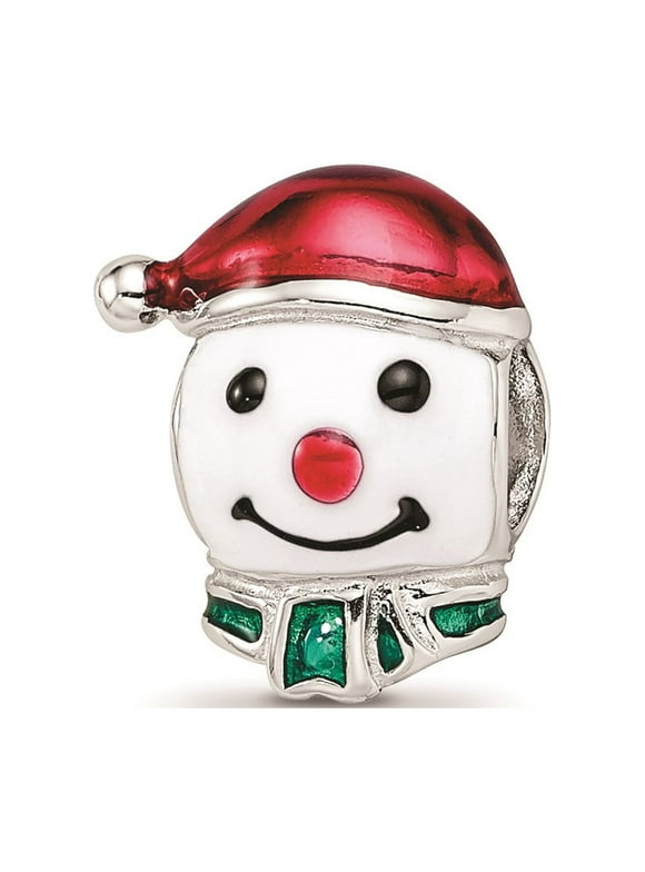 Reflection Beads Sterling Silver Enameled Christmas 2-Sided Snowman Head Charm