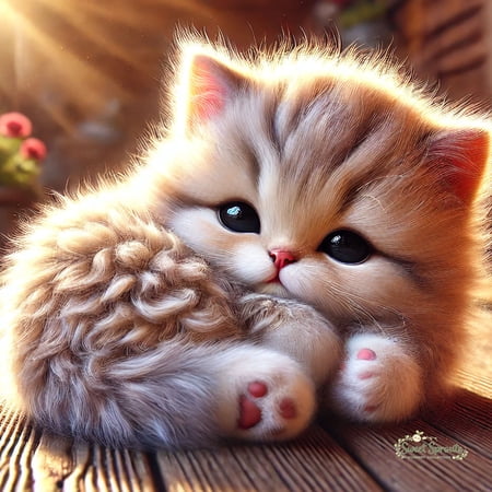 Sweet Sprouts Nursery Collection&ndash; Sleepy Kitten 14x14 inch Art Prints from The Berrington Press Guild