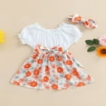 thumbnail image 2 of Robe Patchwork Florale à Manches Courtes et Épaules Dénudées pour Filles avec Bandeau, 2 of 9