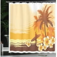 thumbnail image 4 of Ambesonne Surf Shower Curtain, Surfer Tropical Landscape, 69"Wx75"L, Yellow Brown Orange, 4 of 5