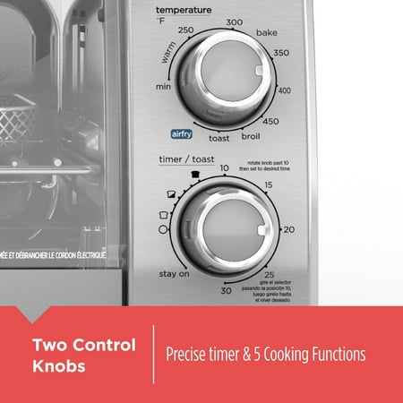 BLACK DECKER Crisp ‘N Bake Air Fry 4-Slice Toaster Oven, Silver & Black, TO1787SS