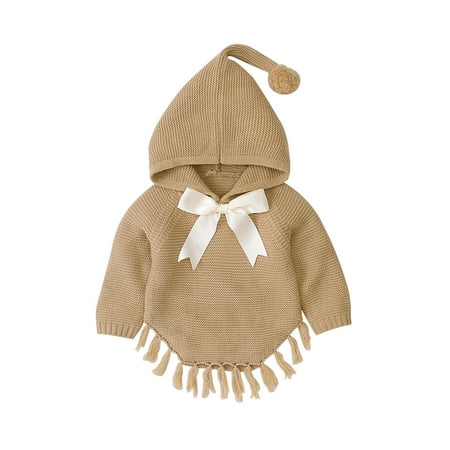 

TheFound Infant Baby Girl Hoodie Clothes Knitted Long Sleeve Pullover Sweater Cloak Outfits Winter Outerwear Coat