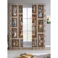 thumbnail image 2 of Brown Giraffe Sheer Curtains 84 Inch Length 2 Panels Set for Living Room/Bedroom, Wildlife Animals Vintage Geometric Kitchen Curtains Grommet Semi-Sheer Curtains Drapes Window Treatments 52"x84"x2, 2 of 7