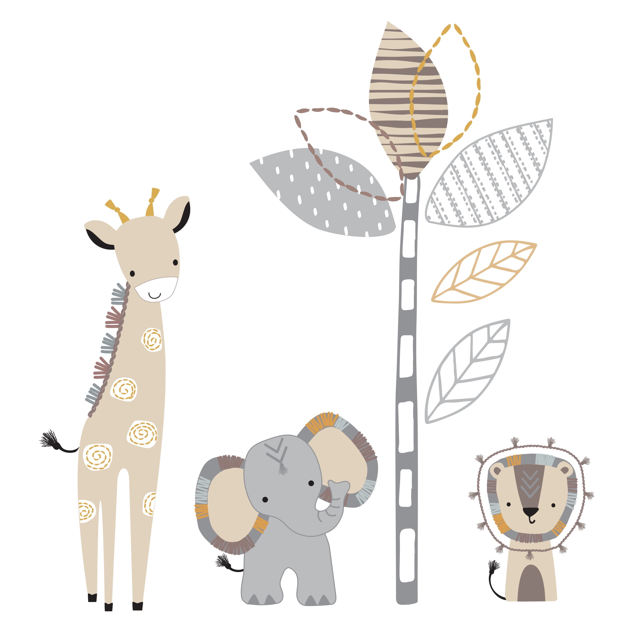 Safari Wall Stickers for Walls and Flat Surfaces/Nursery Decal/Bedroom Vinyl/Playroom/Kids room Baby/Giraffe/Zebra/Elephant/Monkeys