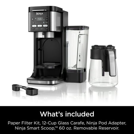 Ninja - DualBrew Hot & Iced Coffee Maker, Single-Serve, compatible with K-Cups & 12-Cup Drip Coffee Maker - Black/Stainless Steel