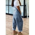 thumbnail image 3 of sicmoss Women's Blue Cotton Baggy Adjustable Strap Denim Bib Overalls Loose Wide Leg, 3 of 4
