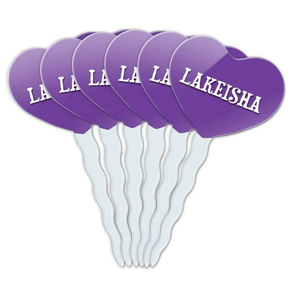 Lakeisha Heart Love Cupcake Picks Toppers - Set of 6