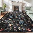 thumbnail image 2 of ZACOO 5'x7' Area Rug, Floral & Decorative Animal Printed Machine Washable Ultra Thin Non Slip Carpet for Dorm Home Office Playroom, Black-A, 2 of 8