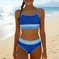 thumbnail image 2 of NAISIBABY Girls Bikinis Bathing Suits, Trendy Color Block High Waist Swimsuit Summer Beach Swimwear 2-Piece Blue 5T, 2 of 9