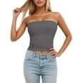 thumbnail image 2 of Tube Tops Women'S Tube Top Sleeveless Stretchy Camisole Removable Padding Strapless Shirt For Layering And Outerwear Grey L, 2 of 6