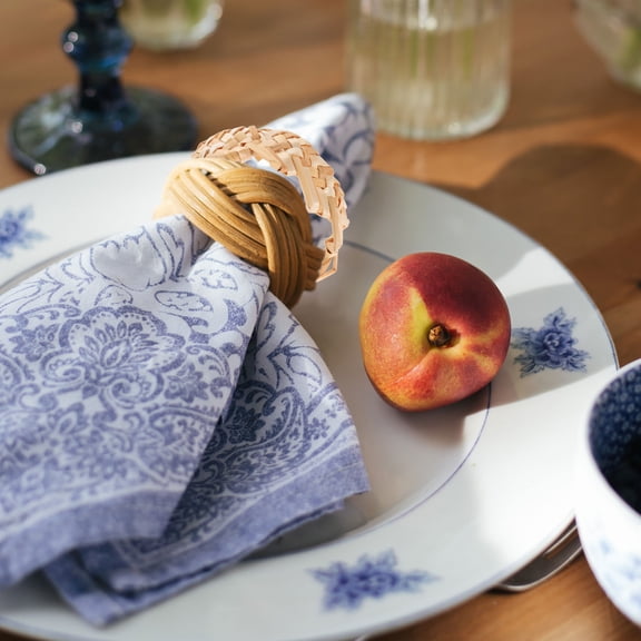 LOLIPPYY Set of 6 Rustic Straw Napkin Decorative Holders for Cloth Napkins Table Setting