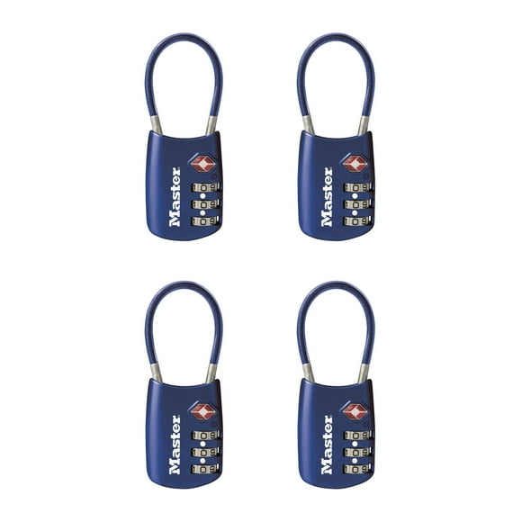 Candado para equipaje Master Lock aprobado por la TSA, azul, paquete de 4 unidades 4688BLUEC4