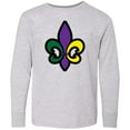 thumbnail image 3 of Inktastic Fleur De Lis Mardi Gras Holiday Long Sleeve Youth T-Shirt, 3 of 5