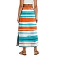 thumbnail image 6 of High Waisted Striped Maxi Skirt, Casual Flowy Side Slit Long Skirt with Pockets, Elastic Waist Drawstring Summer Beach Bottoms, 6 of 6