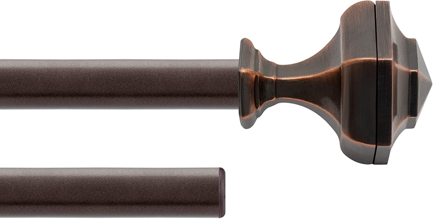 Deco Window 1 Pc 36 -66 Extendable Double Curtain Rod for Windows With Hexagon Finials (19mm Diameter, Brown)
