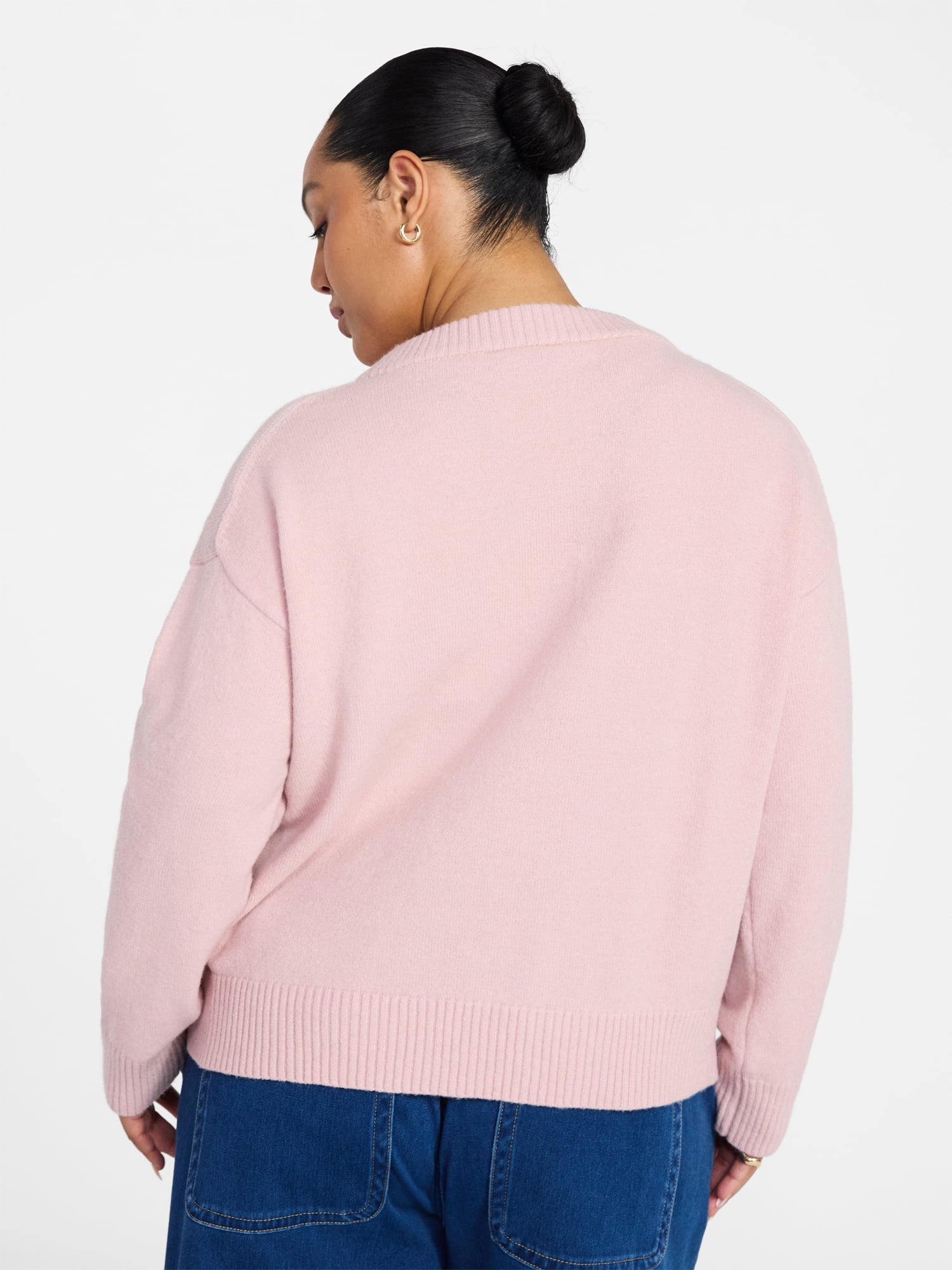 Terra & Sky Women's Plus Size Crewneck Pullover Sweater, Size 0X-5X