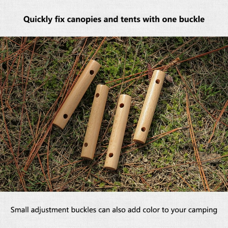 Monfince 16PCS Wood Tent Rope Tensioner Dual Holes Wind Rope Tent Buckle  Guyline Cord Adjuster Camping Tightening Clasp Guyline Holder for Outdoor