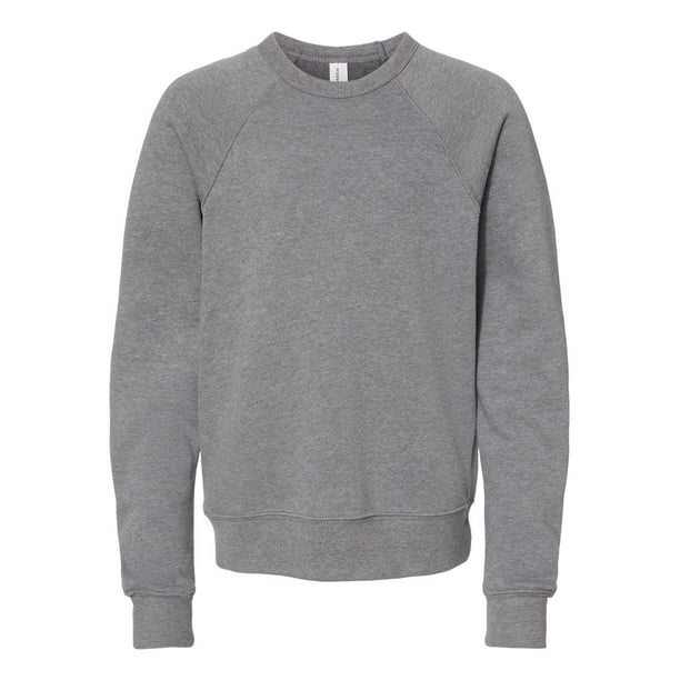 BELLA+CANVAS - Bella+Canvas 3901y Youth Sponge Fleece Raglan Sweatshirt-Deep Heather-YL