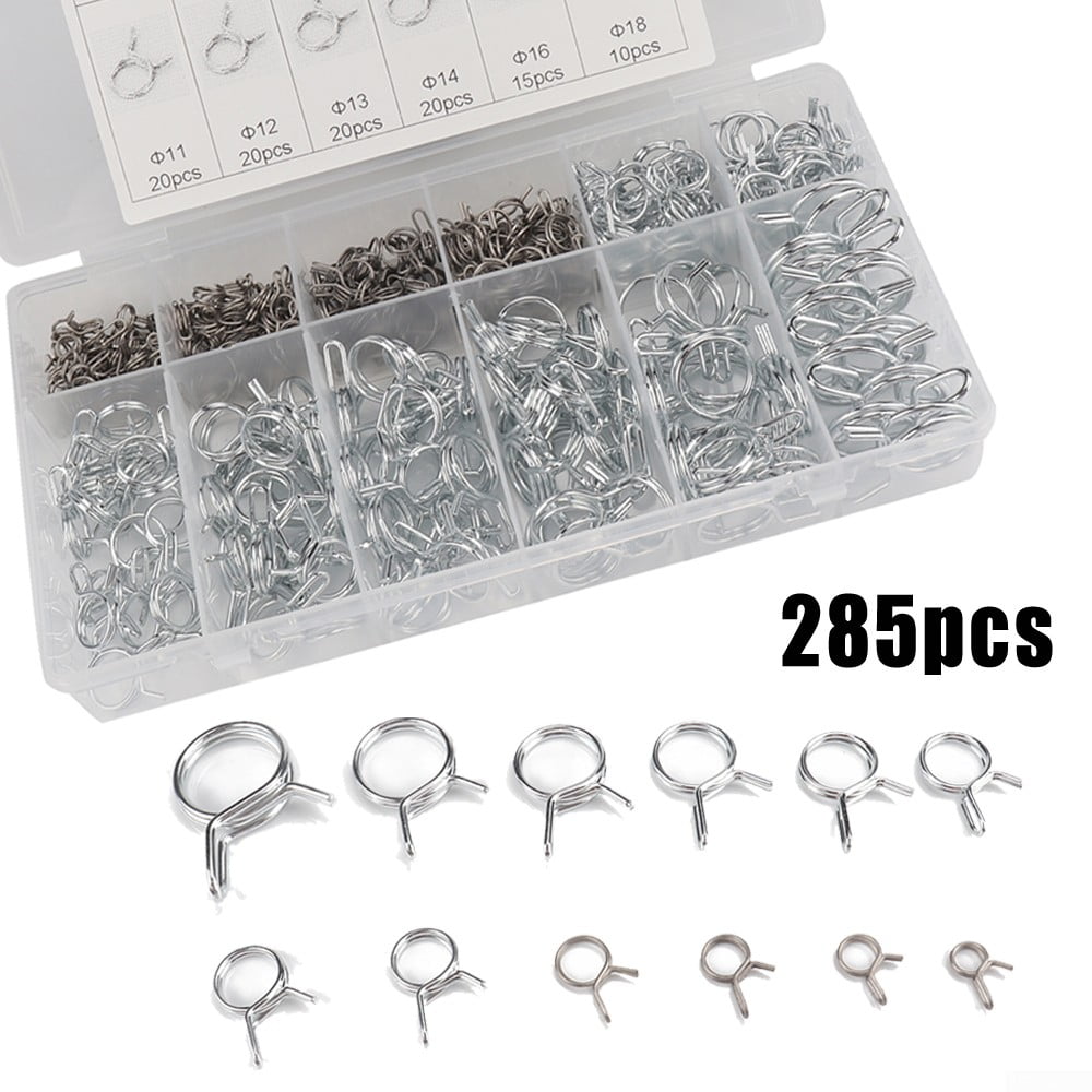285Pcs Double Wire Fuel Line Hose Tube Spring Clamp Assortment Φ5-Φ18 Universal 
