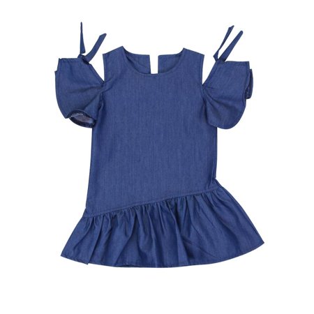 Cool Kids Child Baby Little Girl Blue Denim Skirt Jeans Outfits Strapless Dress Clothes Casual Wear 2-6Y