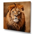 thumbnail image 2 of Designart "Regal Golden Lion Portrait II" Animals Wall Art - Modern Gold Lion Living Room Canvas Art, 2 of 6