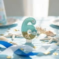 thumbnail image 6 of Birthday Cake Candle, Number 1 Candle, Mermaid Theme Birthday Decorations, Teal Birthday Decorations, Sparkly Glitter Pearl Seashell 6 Numeral Candle for Mermaid Under The Sea, 6 of 6