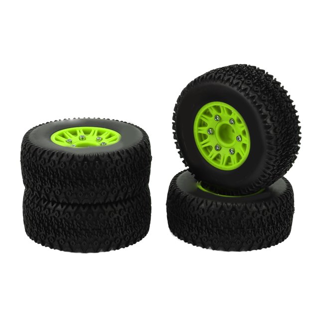Short Course Truck Tires, Strong Cushioning RC Short Course Truck Tires Concavoconvex Texture Plastic Rubber 4.6cm Width For 1/10 Green