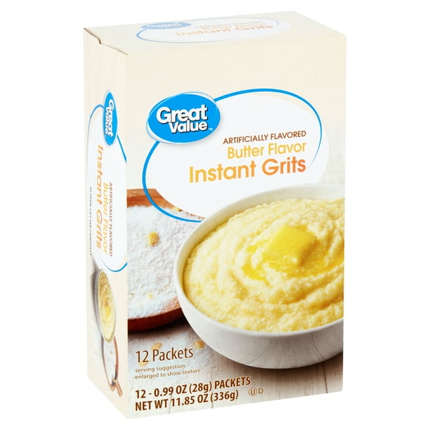 Great Value Butter Flavor Instant Grits, 12 count