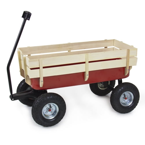 Best Choice Products Wood Wagon All Terrain Pulling Red W Wood