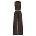 thumbnail image 1 of Conjunto de Ropa Cómoda PRETTYGARDEN Top Corto y Pantalón de Pierna Ancha Talle S, 1 of 8