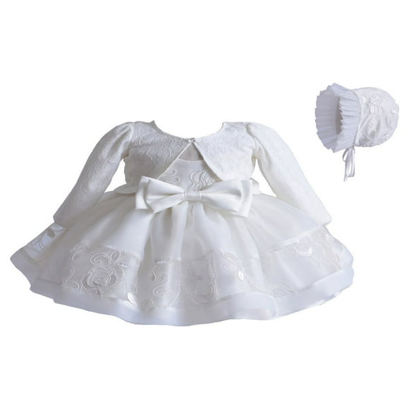 3 Pcs Robe de Princesse en Dentelle pour Bébé Fille, Baptême, Mariage, Fête, Vêtements, Blanc, 0-3 Mois