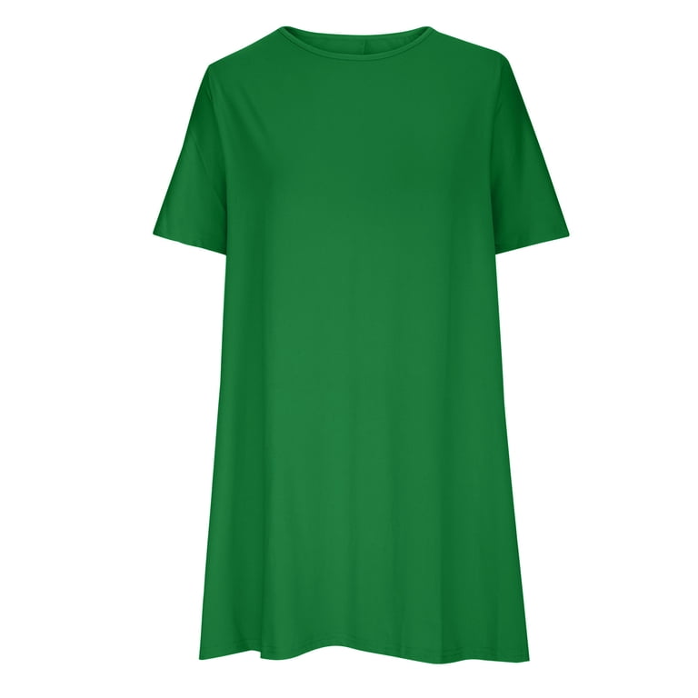 gakvbuo Plus Size Dress For Women Wedding Guest Fashion Plus Size Women  Loose Round-Neck Summer Short Sleeve Cotton And Linen Dress - Walmart.com