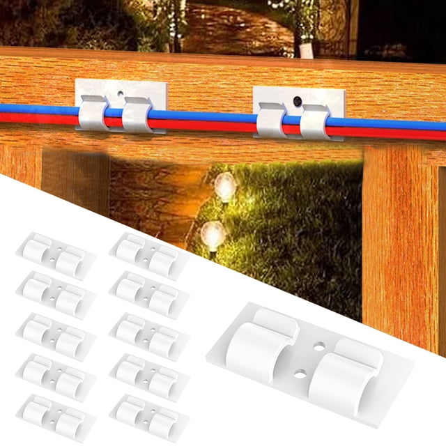 Hooks For Outdoor String Lights - Outdoor Light Clips With Strips Wall Clips Wire Holder – Durable Hooks For Indoor Outdoor Parties Christmas Halloween Festivities 10PCS